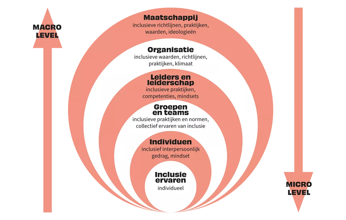 Zes concentrische cirkels met de verschillende lagen van het multilevel perspectief